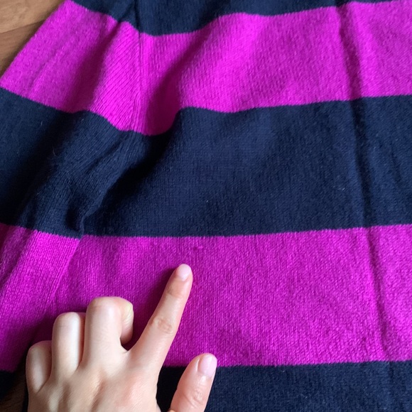 J Crew navy and purple striped wool sweater - Picture 4 of 7